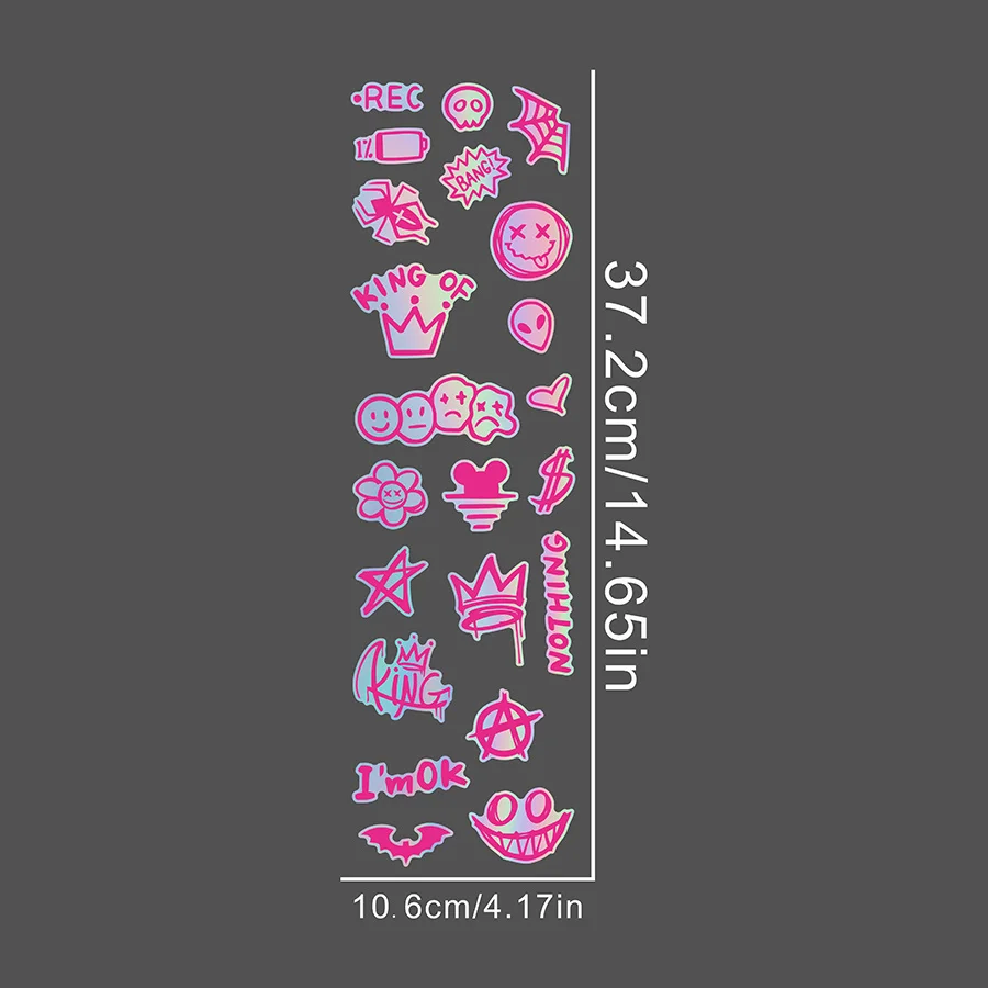 1SET Multicolor Iridescent Graffiti Doodle Stickers, Waterproof Decals for Motorcycle & Car Body Decor