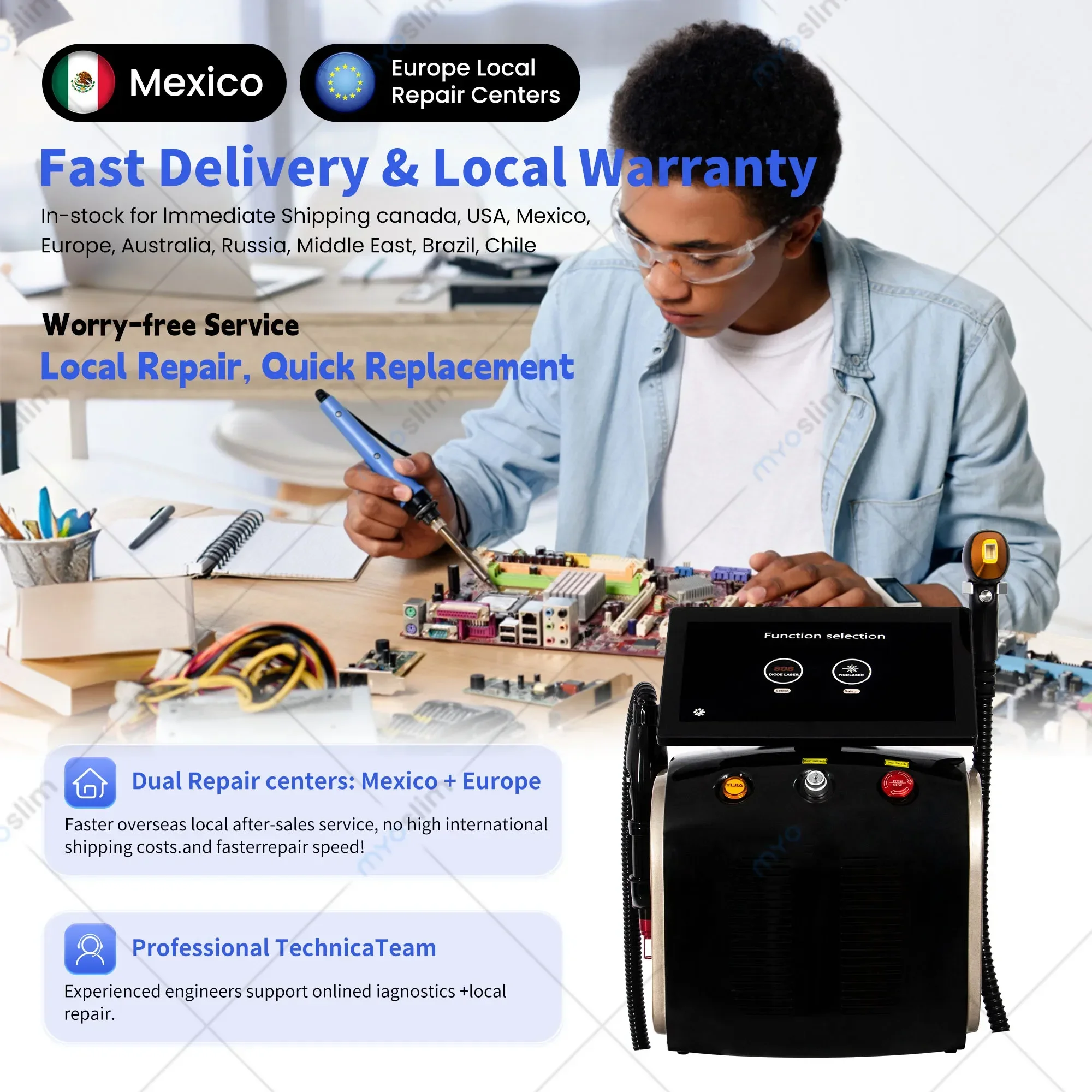 

Advanced 2in1 Titanium Diode Laser Hair Removal Machine –755/808/1064nm Triple Wavelength for Painless and Effective Hair Remov