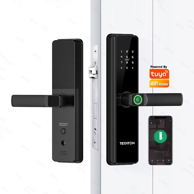 

Electric Handle Lock Tuya Wifi Smart Home Door Lock for Room Fingerprint Smart Door Lock With Remote Access