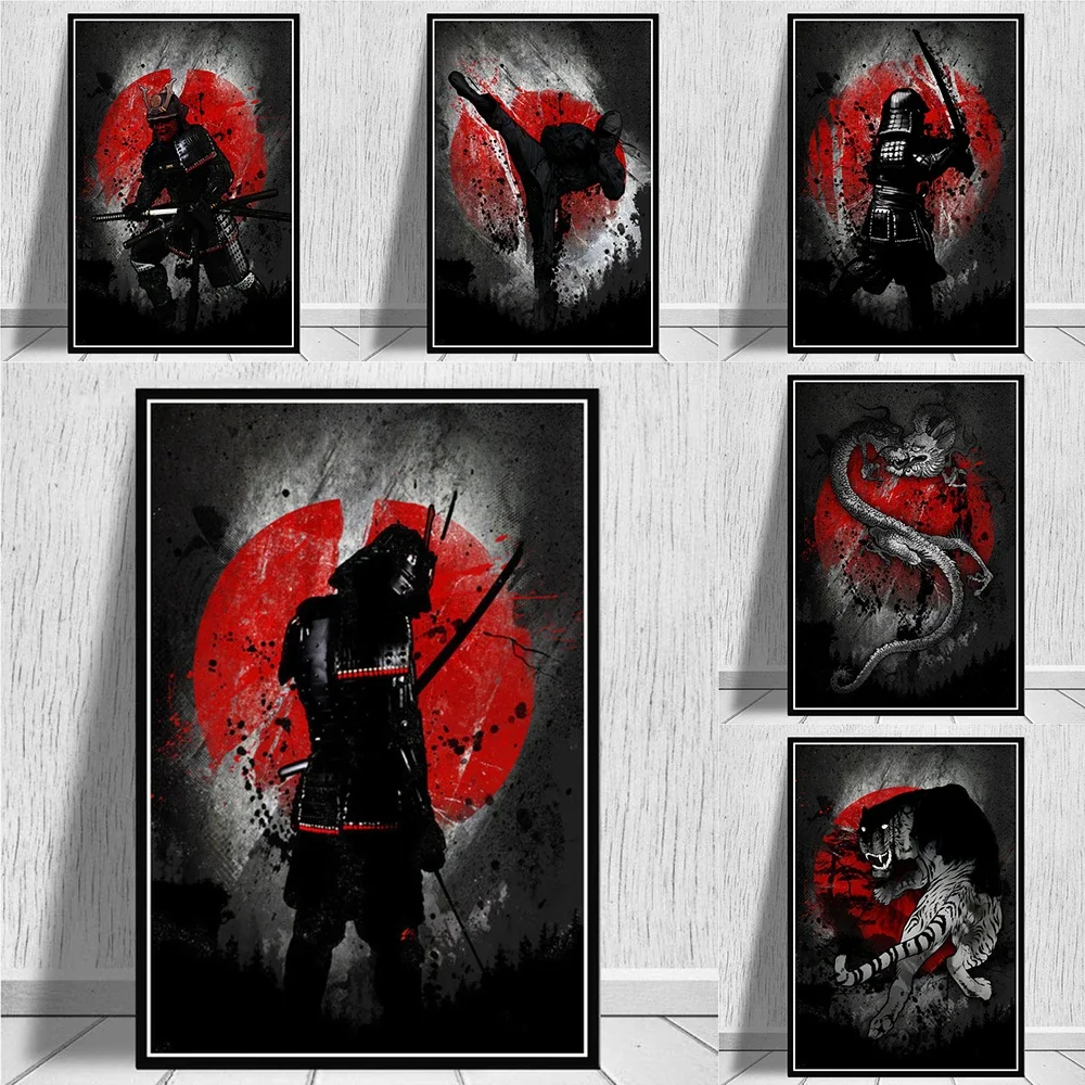 1pc frameless Canvas Painting Japanese Bushido Ninja Print Canvas Painting Modern Pop Wall Art Poster Print Home Decoration Mura