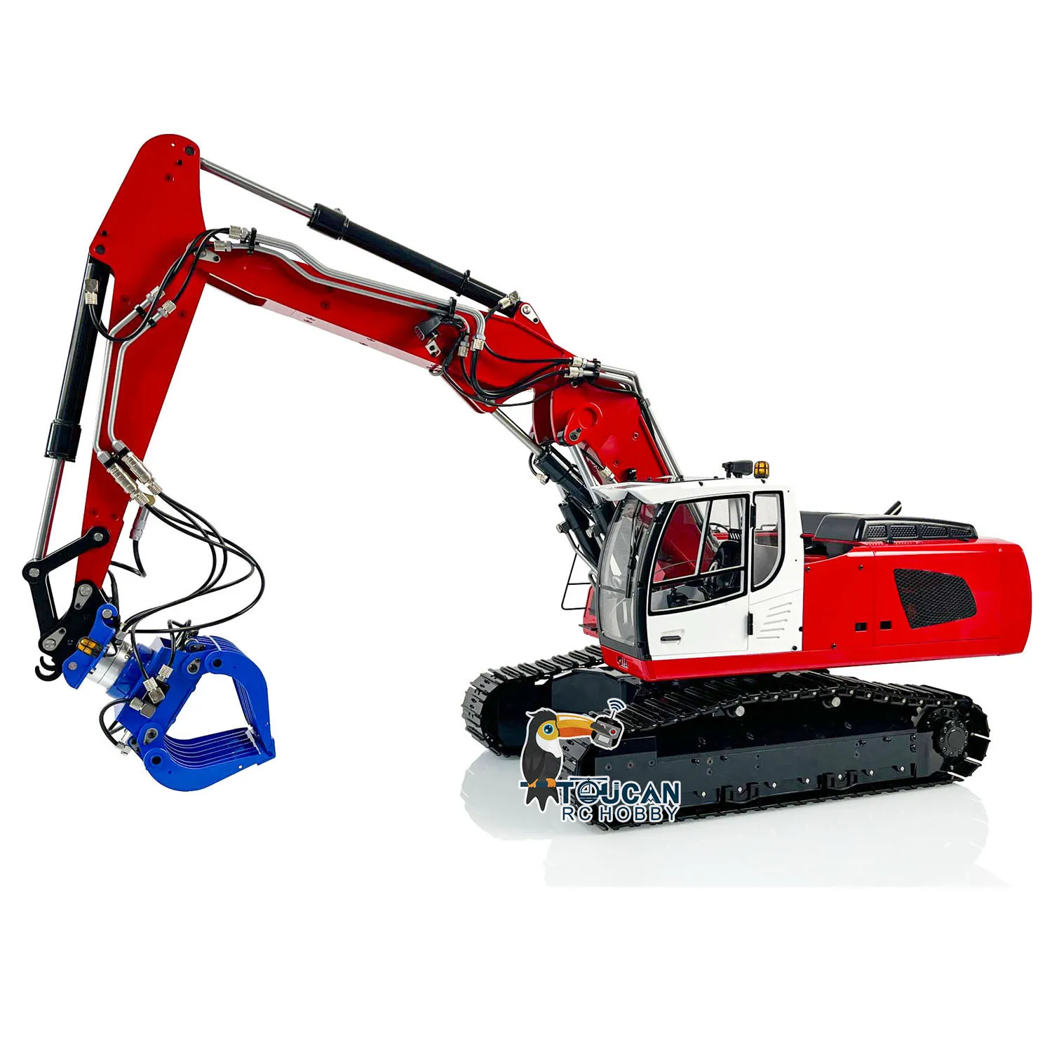 Czerwona 1/14 Hydrauliczna Koparka RC 946 3 Ramiona Gąsienicowa Koparka Budowlana Model Radiowy Rozłupywacz Szczękowy Zabawki dla Dorosłych TH22730 TOUCAN RTR Ver