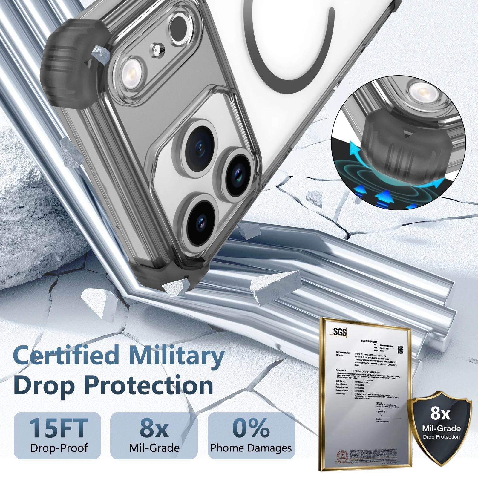 Casing Pelindung Magnetik Kuat Anti Jatuh untuk Iphone 17 Pro Max 13 14 Plus 17 Air 12 15 16 Pro Iphone17 Iphone16 Tas Transparan