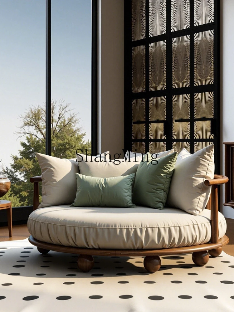 

CL sofa double living room antique solid wood creative round single small sofa