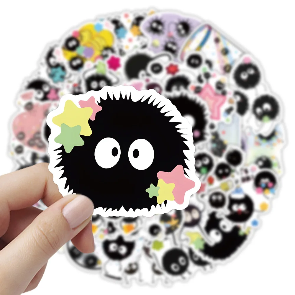 50 قطعة من ملصقات الدخان الأسود Elf Soot Sprites الكرتونية اللطيفة على الجدران ملصقات مقاومة للماء