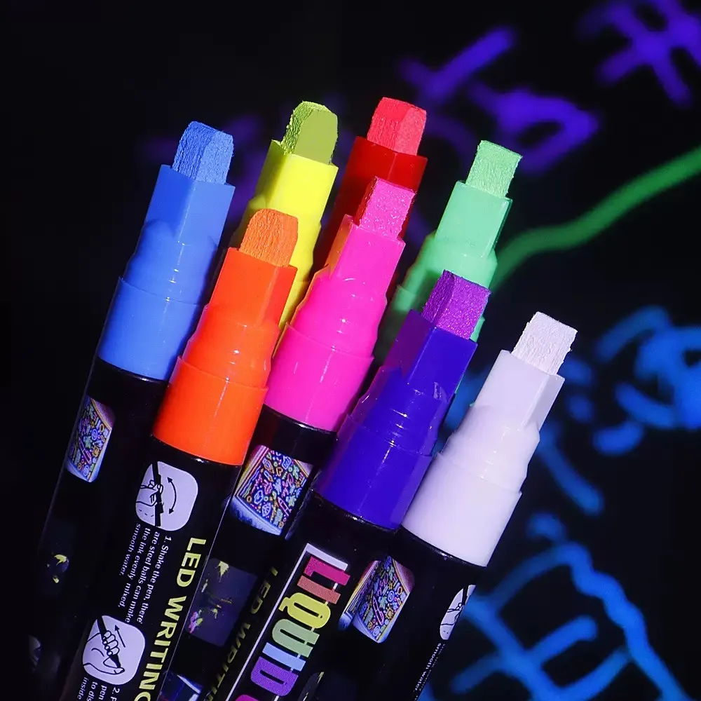 8 Color/Set Led Highlighter Fluorescent Marker Pens Erasable Chalk Stationery for Led Writing Board Painting Graffit