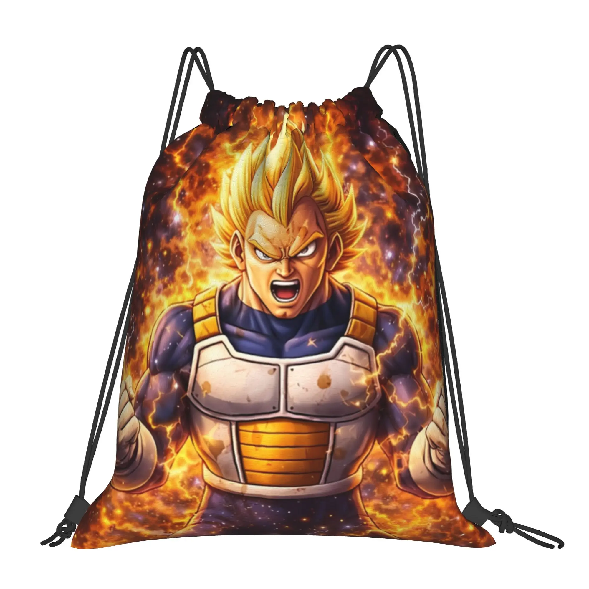 Mochila portátil con cordón para senderismo y ciclismo, con diseño de Vegeta, para ropa de gimnasio, con la frase 'Push Through The Pain'