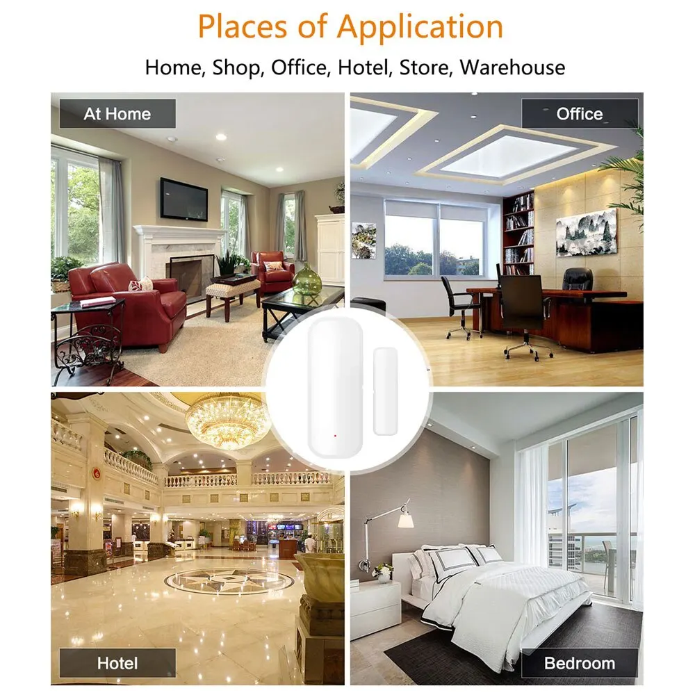 Tuyaスマートドアセンサージグビードア窓オープン閉ざされた検出器スマートホームセキュリティ警報システムスマートライフアプリ制御
