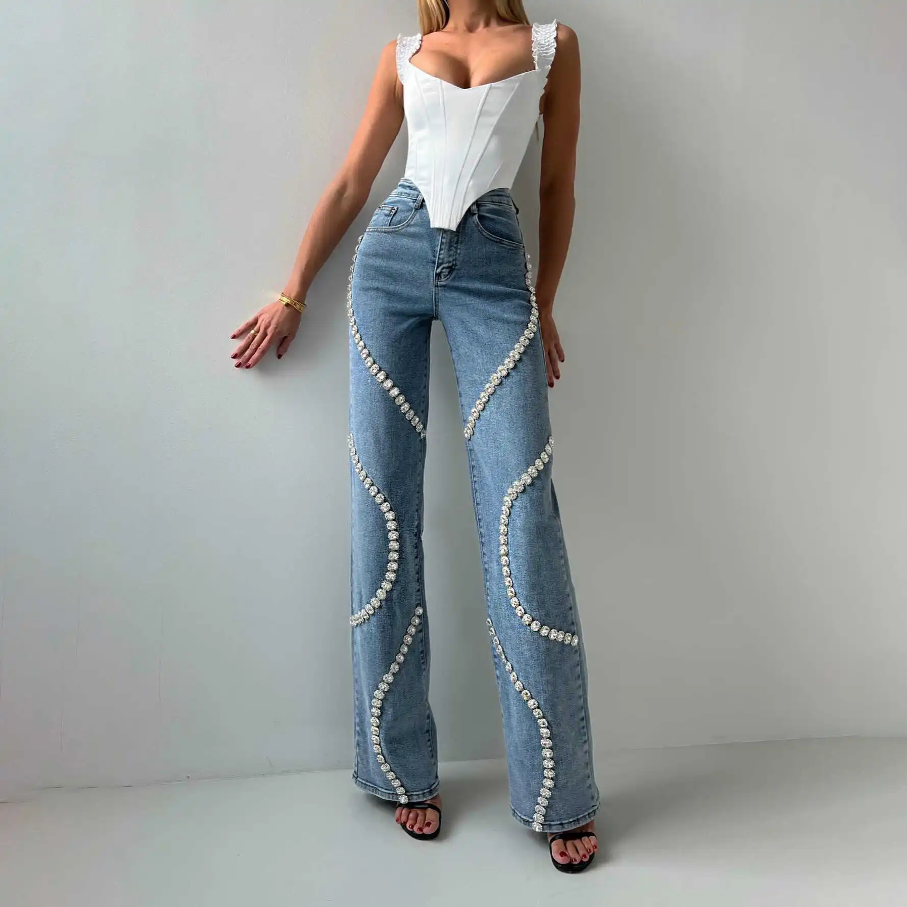 

Vaion Sle Loose Straight Leg Jeans Women Casual Pants Versatile Long Trousers Faionable All-Match Ladies Denim