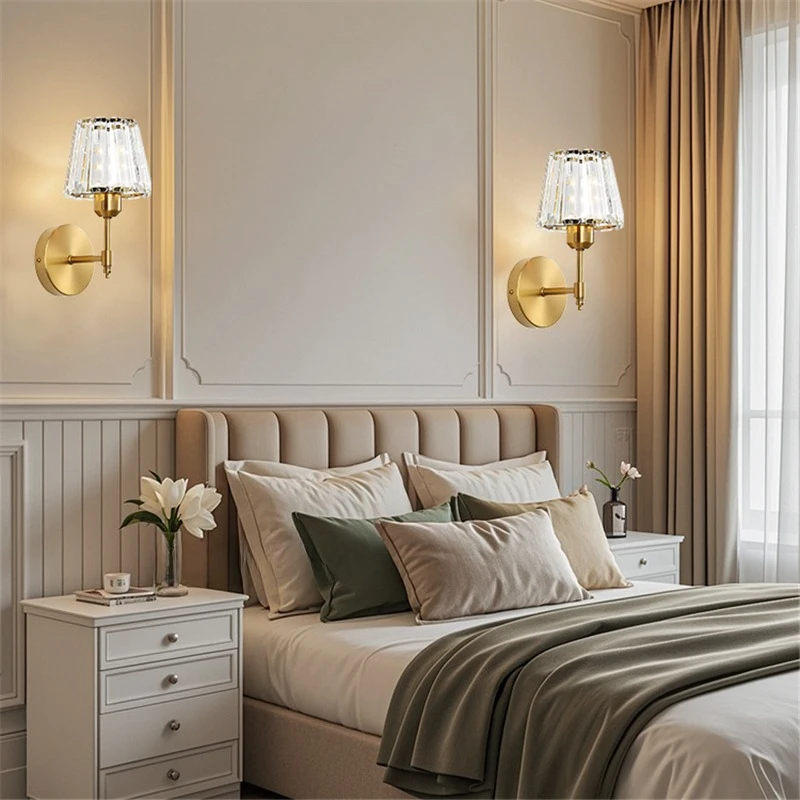 Modern LED Wall Light Luxury Transparent Crystal Wall Light Living Room Corridor Bedroom Bedside Lamp Lighting Fixtures
