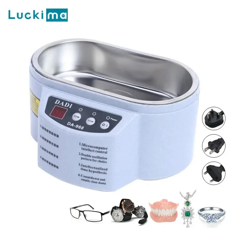 Double Powers Ultrasonic Jewelry Cleaner Bath for Watches Contact Lens Glasses Denture Teeth Electric Makeup Razor Brush Cleaner