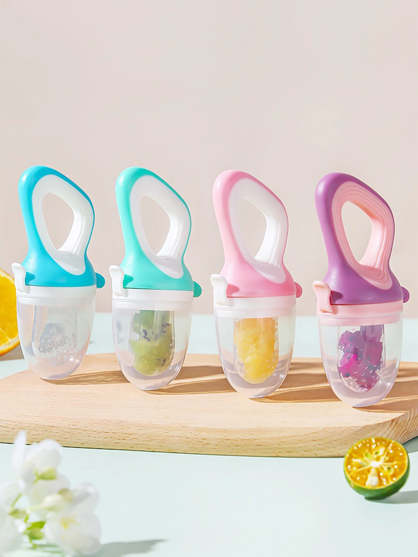 4pcs/1pc Baby Fruit Feeder, Fresh Food Feeder, Kids Feeding Cutlery