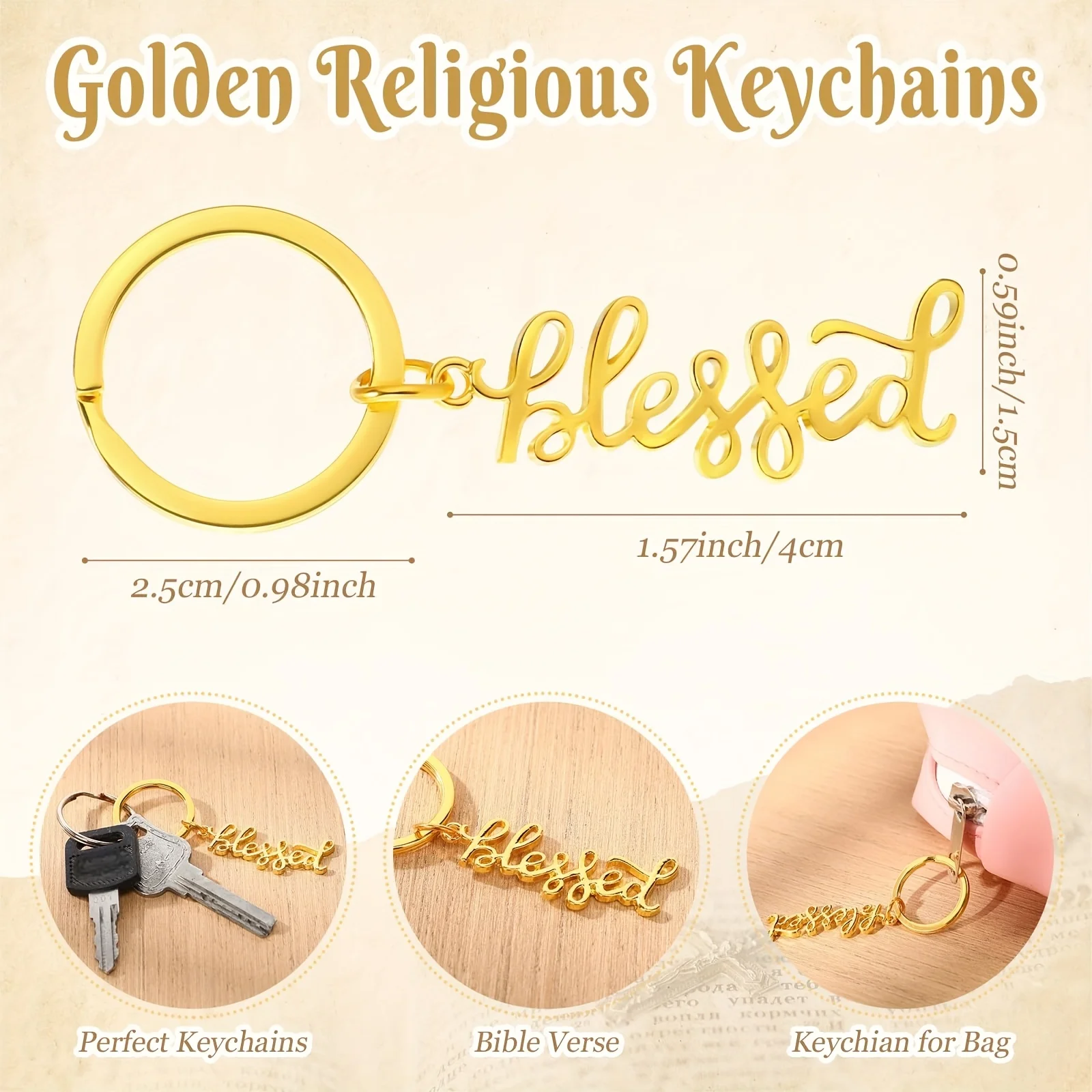 25pcs Blessed Christian Keychains Mother's Day Gifts Bulk Religious Bible Verse Key Chain for Church Prayer Party Favors