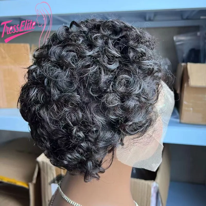 고품질 13x1 레이스 엘프 인모 픽시 가발 6인치 브라질산 버진 레미 풀 핸드 위빙 부드럽고 자연스러운 트렌디한 가발