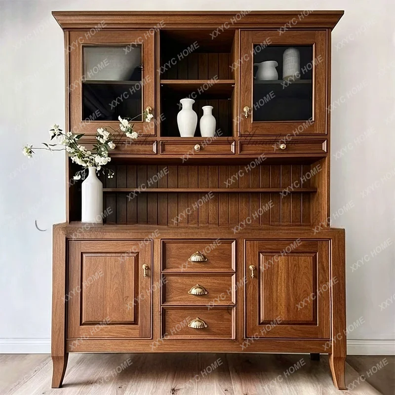 Vintage Walnut Sideboard Living Room  Distressed Storage Cabinet