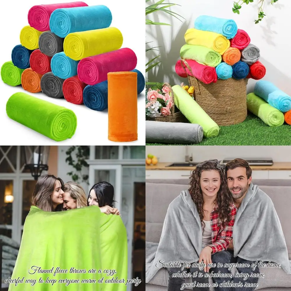 

Bulk 16 Pack Coral Flannel Fleece Blankets, 50x60 inches, Soft Coral Throw for Bed, Sofa, Winter Warmth, Pet Blanket, Home, Offi