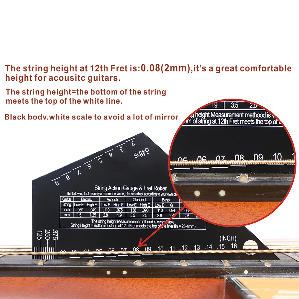 الفولاذ المقاوم للصدأ سلسلة الارتفاع حاكم الحنق الروك الحنق التسوية دليل سلسلة قياس الارتفاع للكهرباء باس والجيتار الصوتي