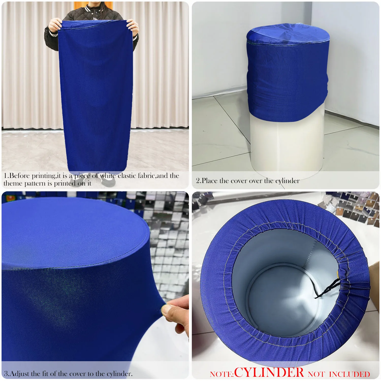 1set (5 Pcs) Cylinder Covers Red Blue Stripes Stretchy Pedestal Cover for Birthday Party Baby Shower Tablecloth Decor Props