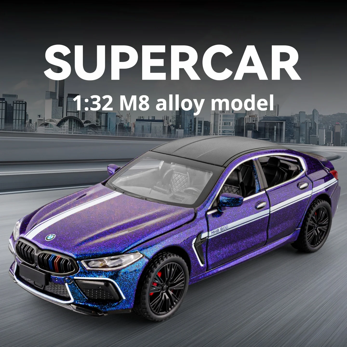 

1:32 BMW M8 Exquisite Alloy Sport Car Model Simulation Racing Toy Super Car Collectible Decoration Light & Sound Gifts
