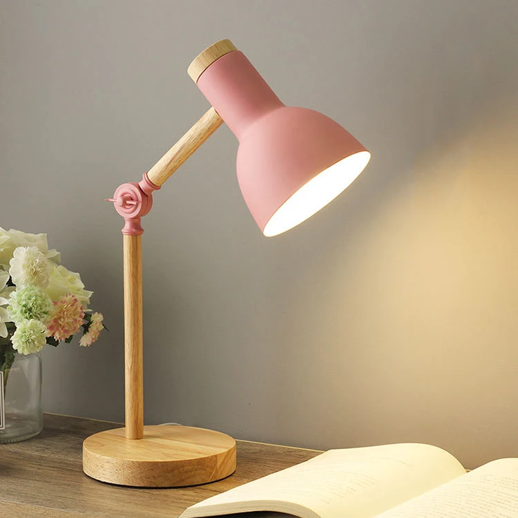 Nordic Wooden Table Lamp Creative Art Iron LED Folding Simple Eye Protection Reading Desk Lamp Living Room Bedroom Home Decor