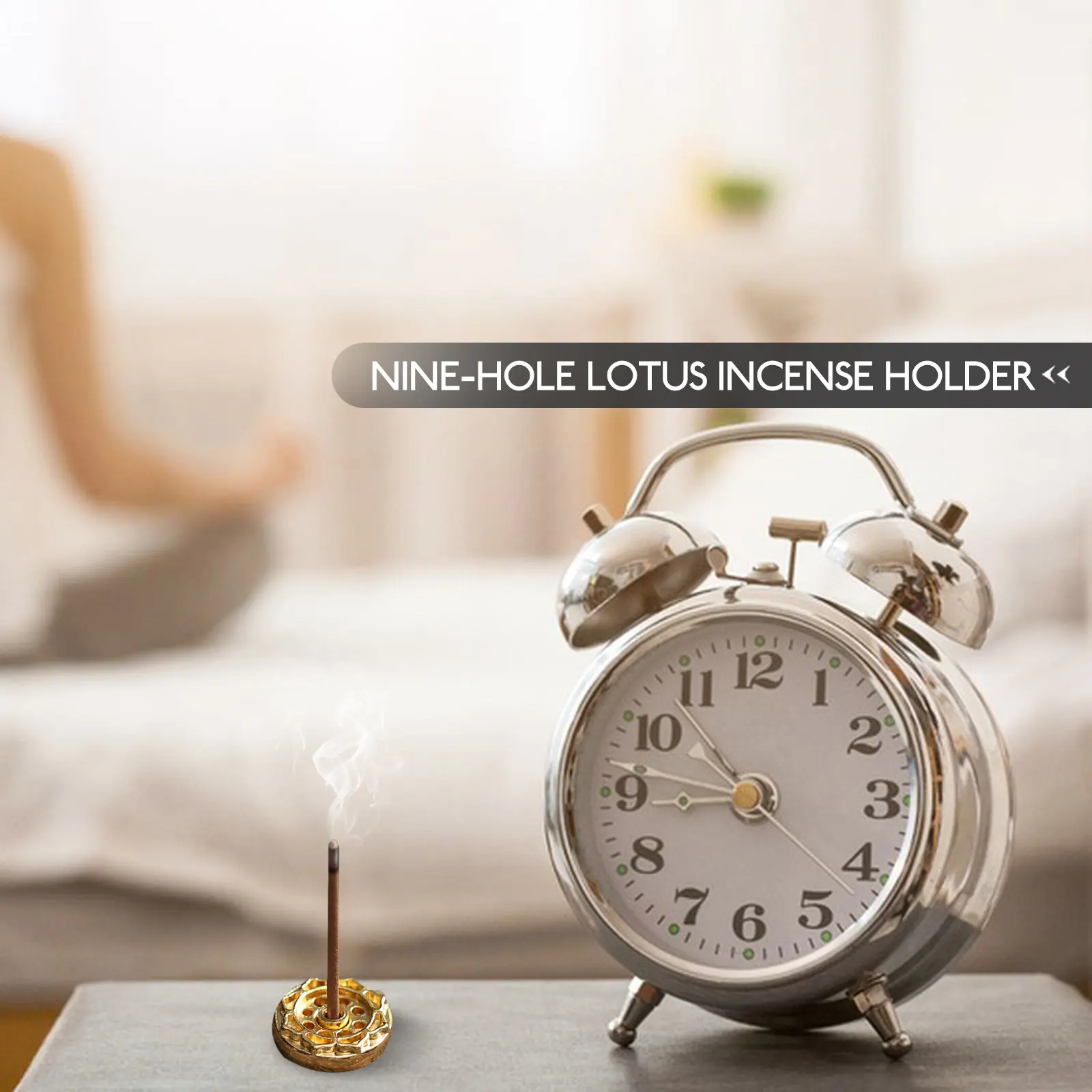 10Pcs Copper Alloy Lotus Incense Burner Mini Nine Holes Inserted Base Aromatherapy Holder for Study Bedroom Sauna Yoga