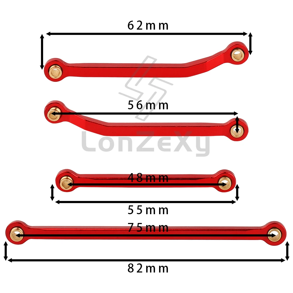 8Pcs TRX4M Aluminum Alloy Metal Chassis Link Rods Linkage Set for TRX-4M K10 High Trail Pickup 1/18 RC Off-road Car Parts