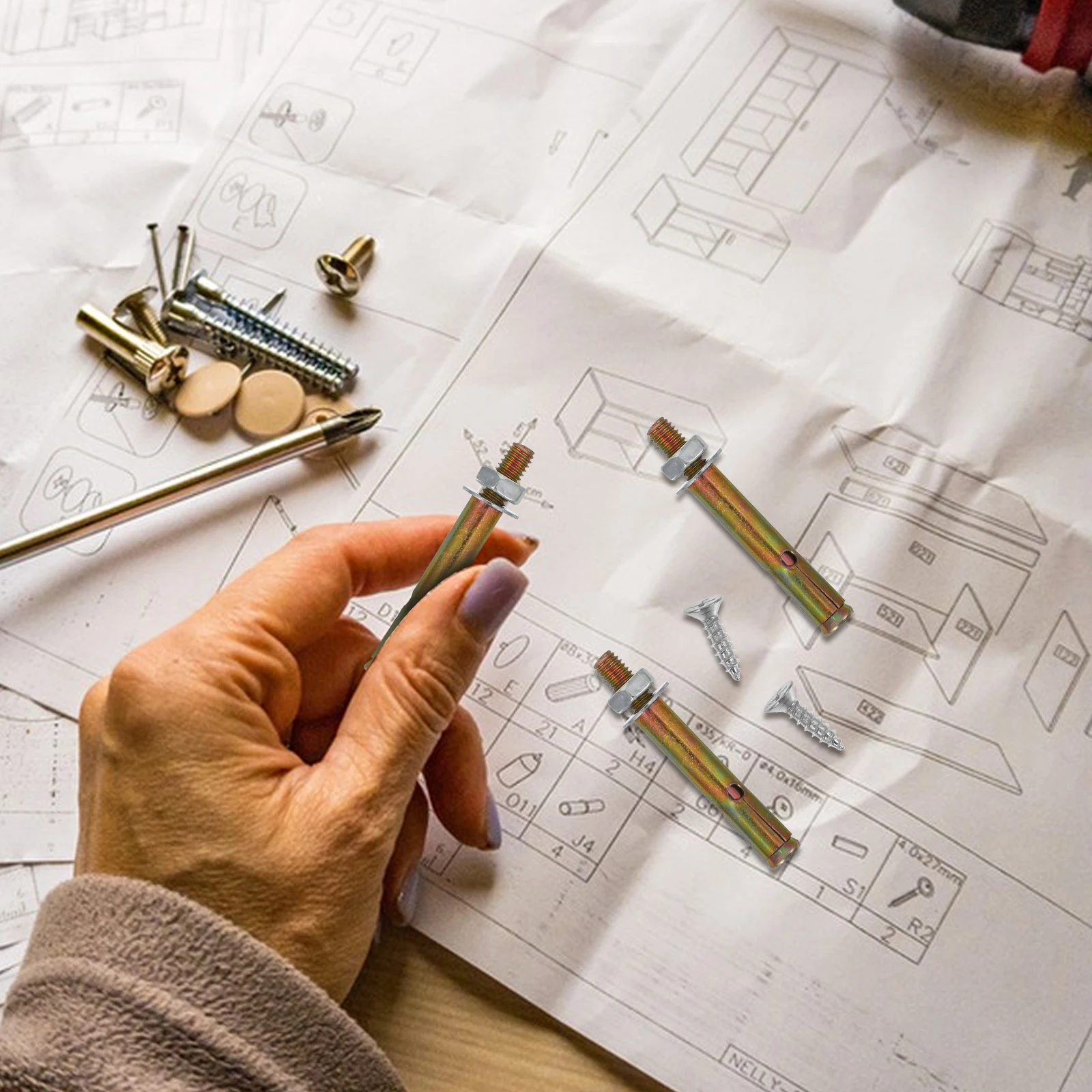 

8pcs Hex Head Expansion Bolts Sleeve Anchors Zinc Plated Heavy Duty Screws Concrete Masonry Self-Tapping Strong Carbon