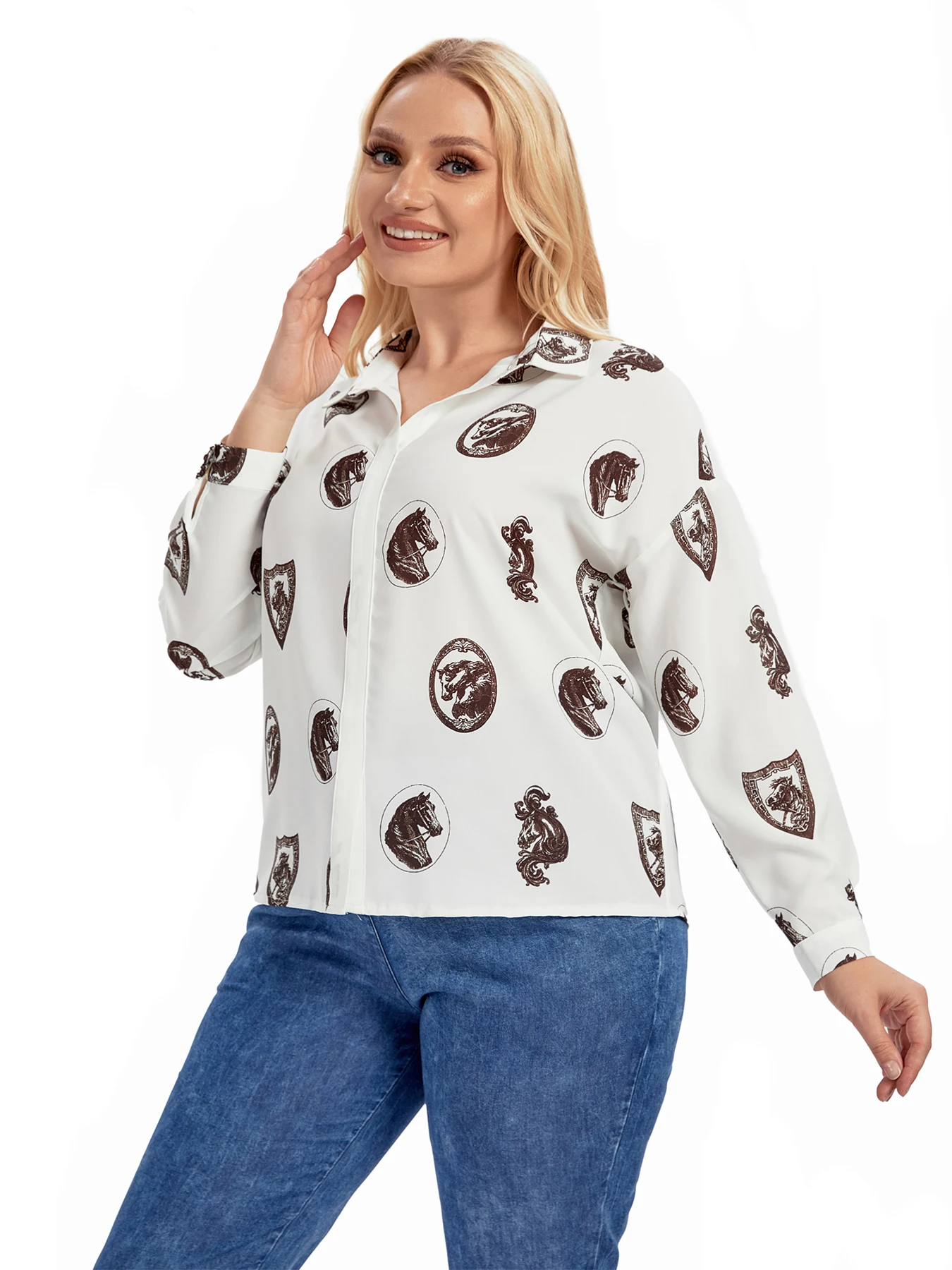 

Женская тканая рубашка больших размеров на весну и лето