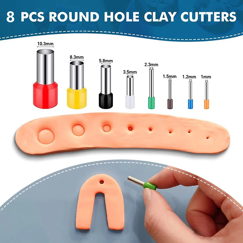 8 Sizes Polymer Clay Cutter Molds Hole Punches Tool 8Pcs/set DIY Polymer Clay Earrings Making Craft Handmade