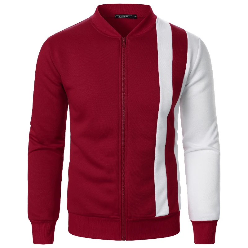 Spring Autumn Men\'s New Sweatshirts Zipper Stand Up Collar Color Blocked Vintage Cardigan Casual Men\'s Casual All-match Outwear