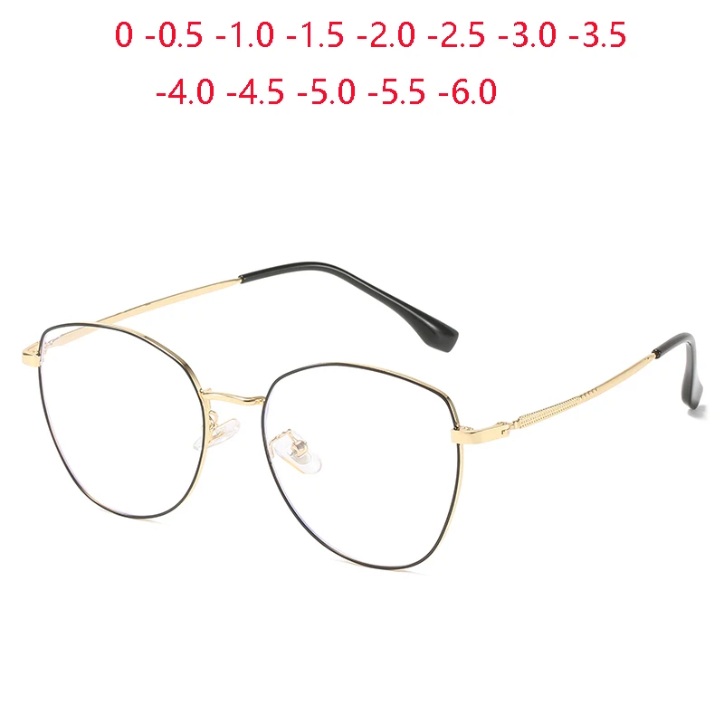 

Metal Polygon Women Anti Blue Rays Myopia Glasses Finished Vintage Irregular Frame Prescription Spectacles 0 -0.5 -1.0 To -6.0