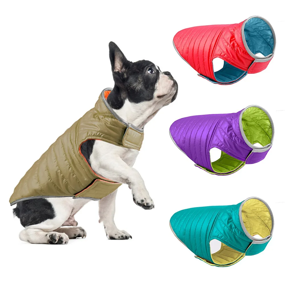 Winter Dog Coat Warm Reversible Dog Coat Reflective Waterproof Dog Snow Jacket Vest for Small Medium Dogs Bulldog Apparel