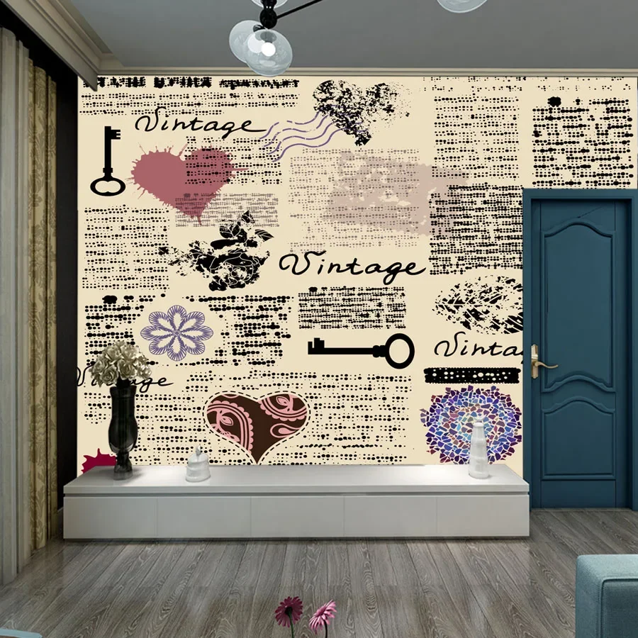 Pele personalizada e papel de parede, papel de contato para sala de estar, quarto, decoração de casa, diário vintage, impressões murais