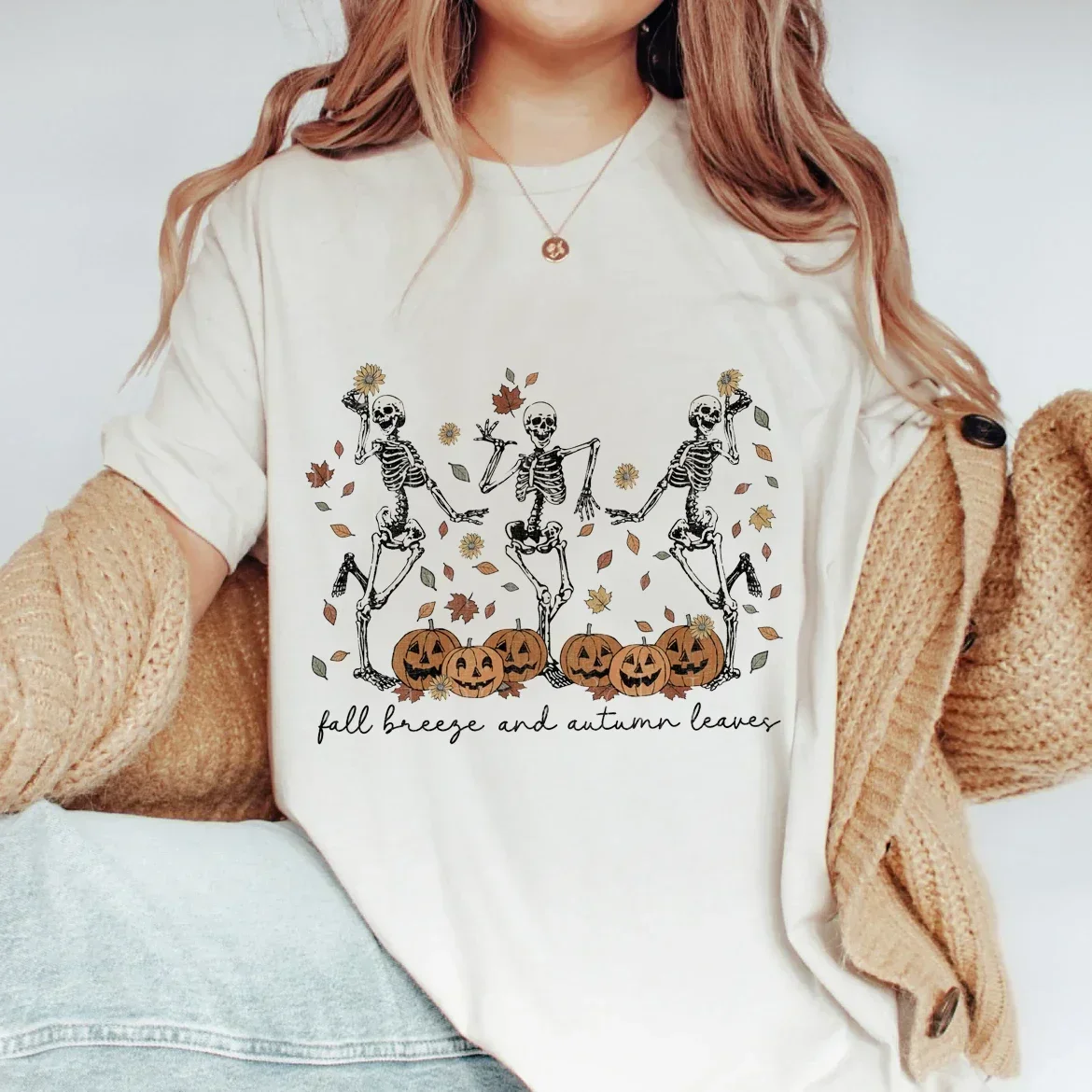 Trendy Retro 90s Short Sleeved Summer Printed Round Neck T-shirt Top Halloween T-shirt Fashion Women's Fun Pumpkin Pattern T-shi