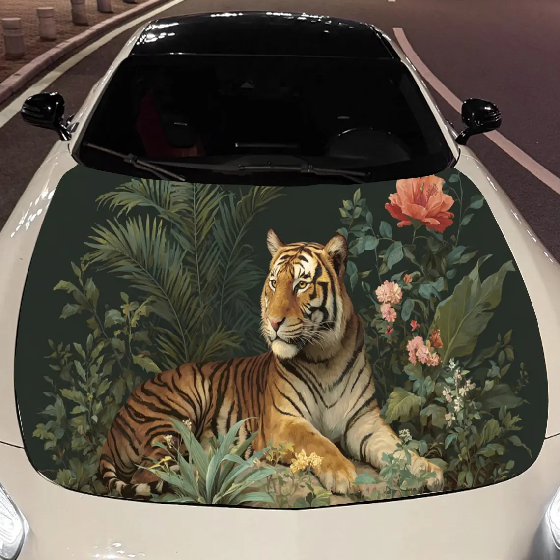 Jungle Tiger print,car hood stickers,PVC waterproof Self adhesive car hood sticker,car hood decoration protection stickers,Auto