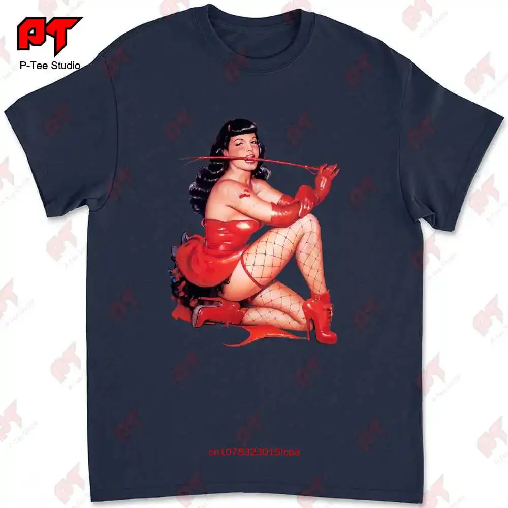 Betty Page Whip Fetish Film T-shirt 7TC8