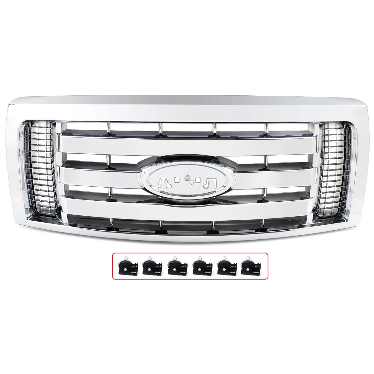 Chrome Front Grille For 2009 2010 2011 2012 2013 2014 Ford F-150 F150 XLT Front Bumper Upper Grille Modified Grill Accessories