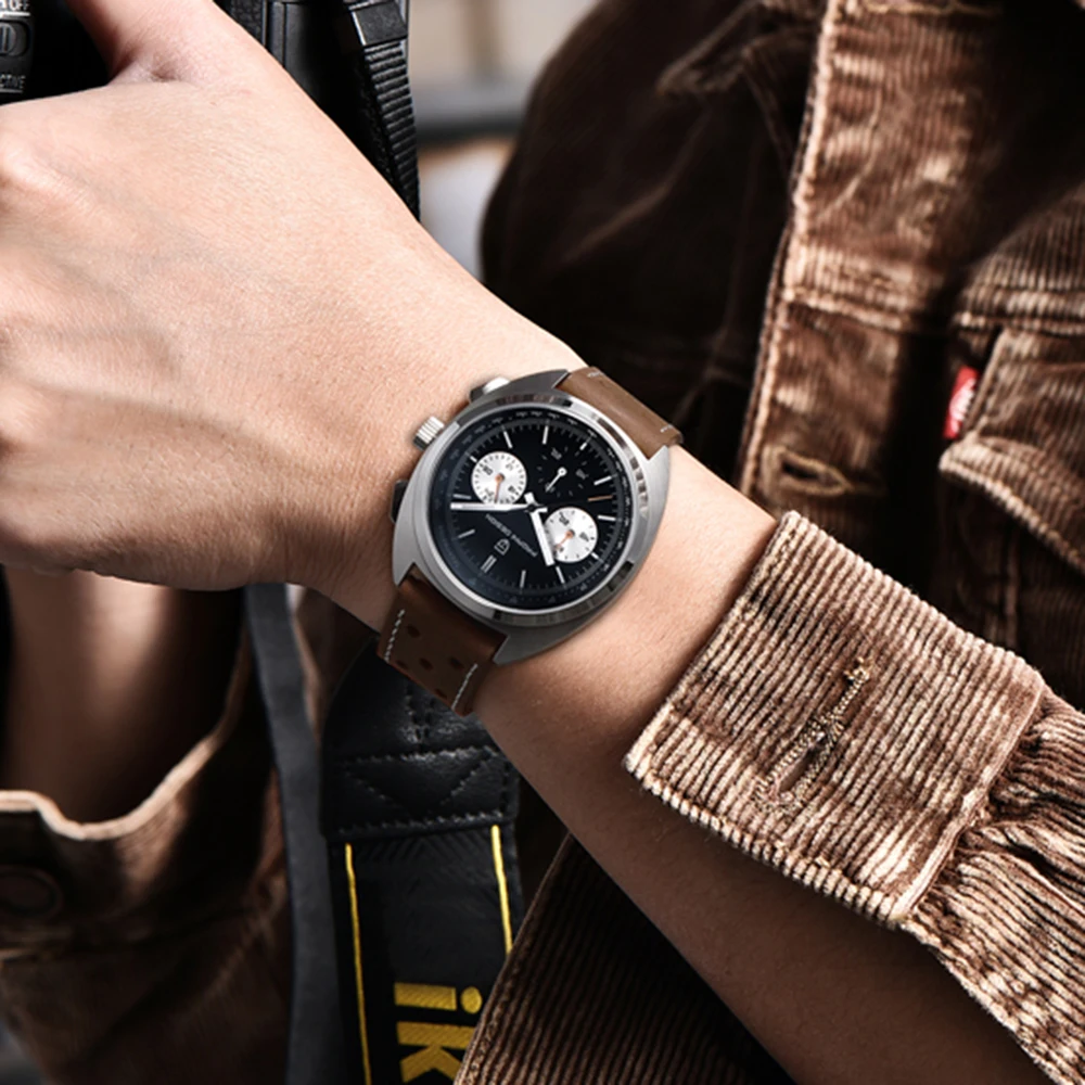 2025 جديد PAGANI تصميم ساعة رجالي فاخرة ساعات كوارتز كرونوغراف ساعة يد جلدية الياقوت مرآة الساعات هدية مضيئة