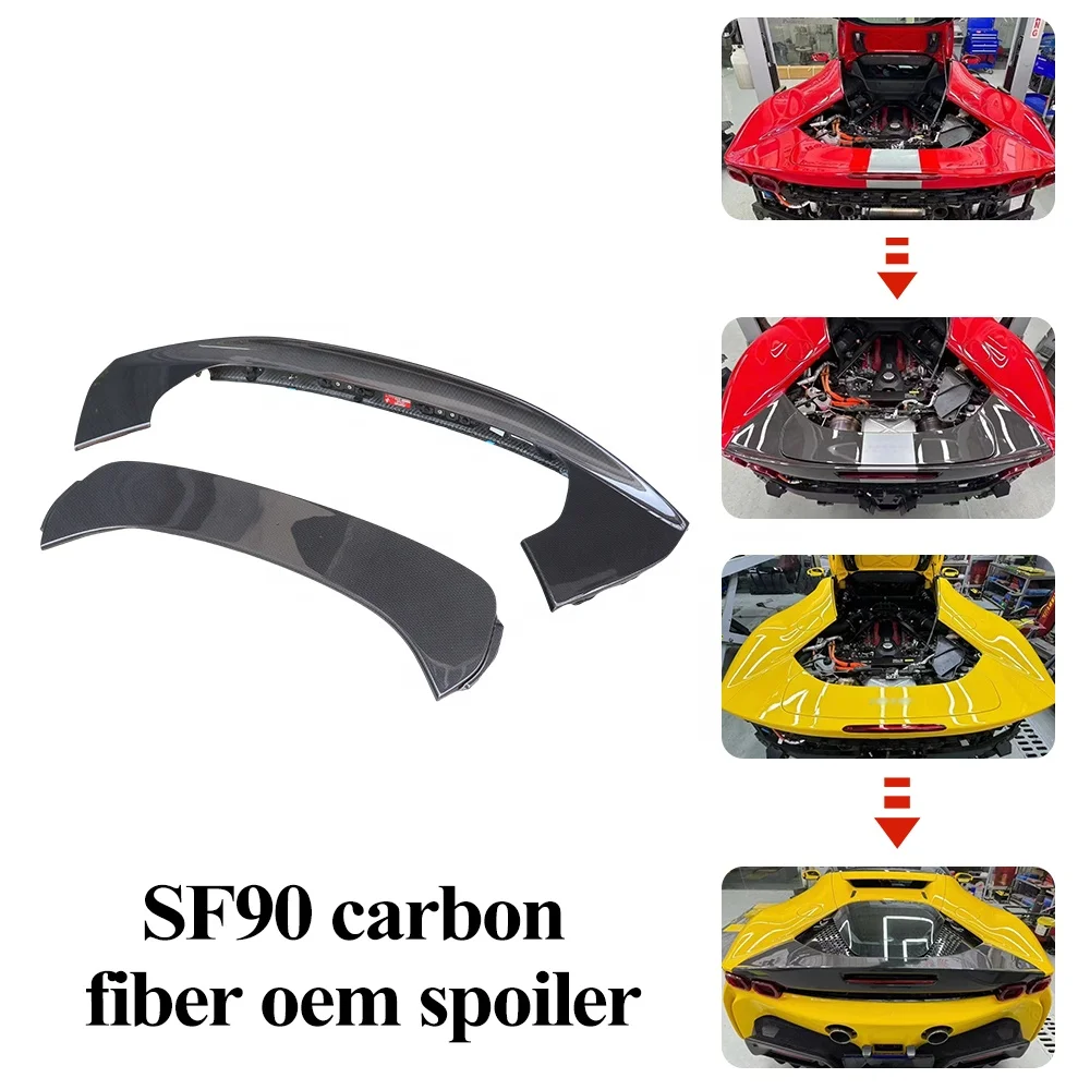 Auto Parts Carbon Fiber Rear Trunk Ducktial Spoiler for Ferrari SF90 Track Version OEM Design