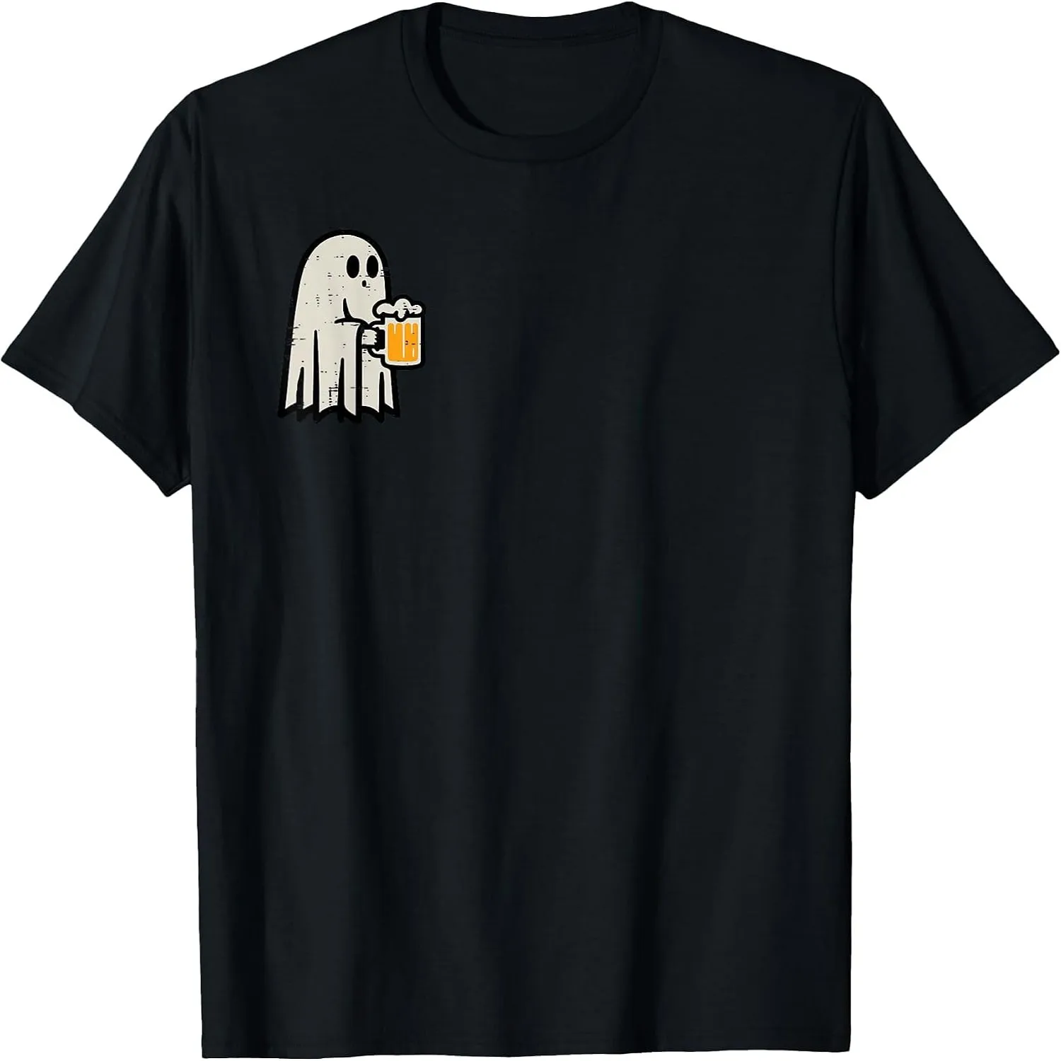 Halloween Ghost Drink Funny Lazy Costume Party Dad Men Women T-Shirt Short sleeve shirt, Retro tee