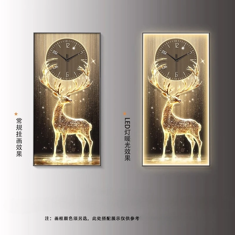 Luxury Art 3D Home Decorative Digital Clock Corridor Entrance Hall Large Wall Clock Wall Decoration Golden LED Light Painting