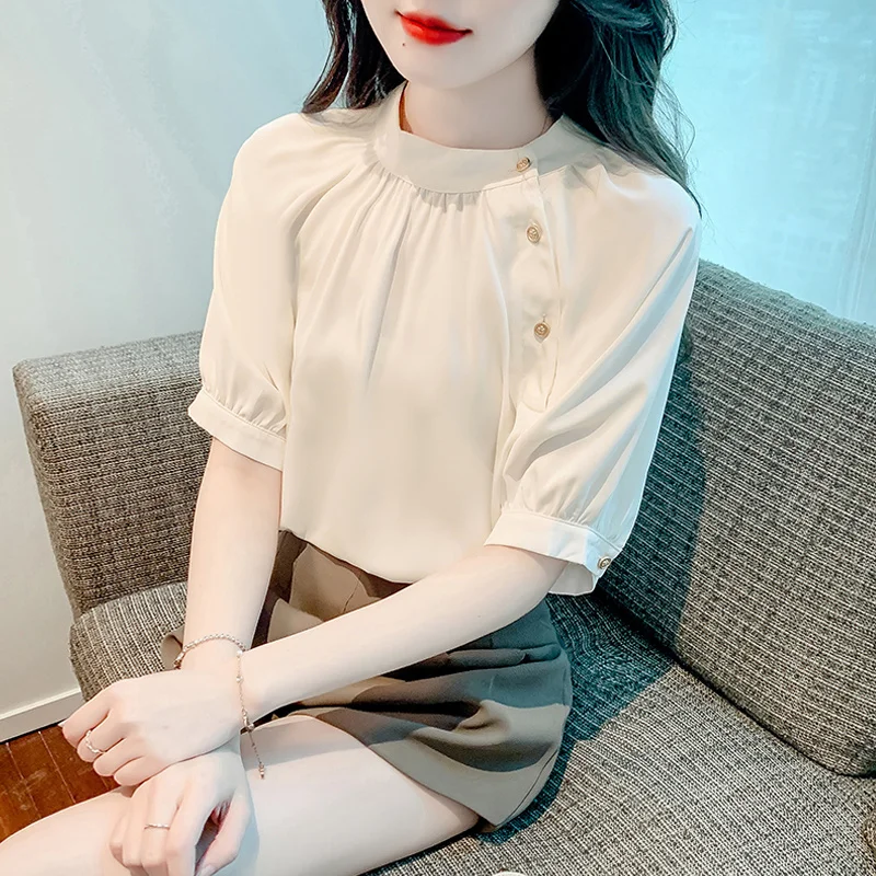 

Рубашки с коротким рукавом, женская льняная лоскутная укороченная рубашка с защелкой, активный отдых на свежем воздухе, художественная современная студенческая молодежная рубашка