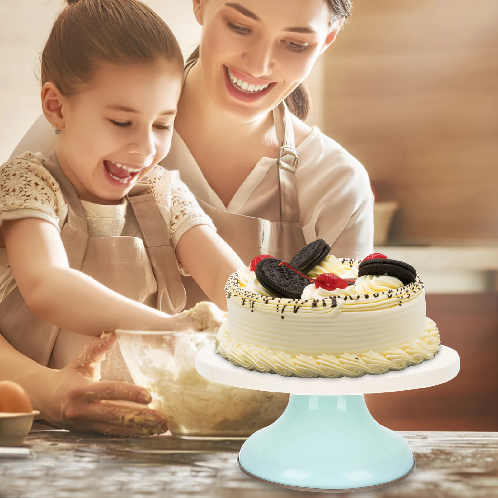 

Cake Turntable Plastic Rotating St for Decorating Small Cake Dessert Revolving Table Turning Mounting Display White