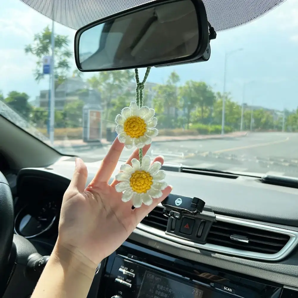 Car Hanging Charms Realistic Handmade Flower Ornament Easy-to-hang Charm for Car Rear View Mirror Unique Automotive Decor Flower