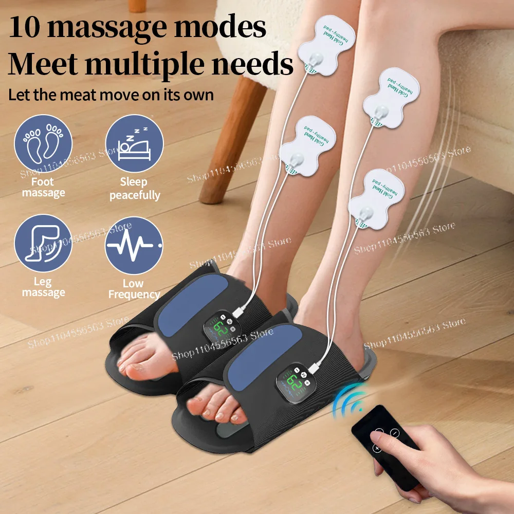 Electric Foot Massager with EMS Muscle Stimulation and Remote Control for Pain Relief and Relaxation