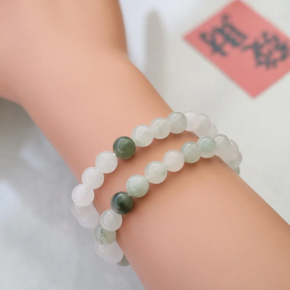 New Chinese Style Tian Shan Jade Beaded Bracelet Icy Translucent Flower Pattern Golden Thread Bracelet Jadeite Daily Jewelry