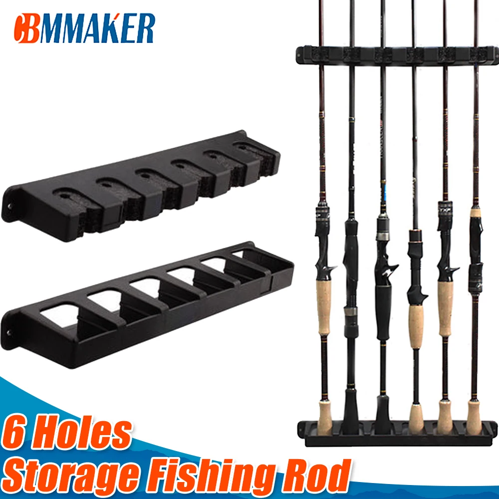 

Cbmmaker 6 Holes Fishing Rod Storage Rack Durable Fishing Pole Holder Rod Stand Wall Mount Modular for Carp Fishing Accessories