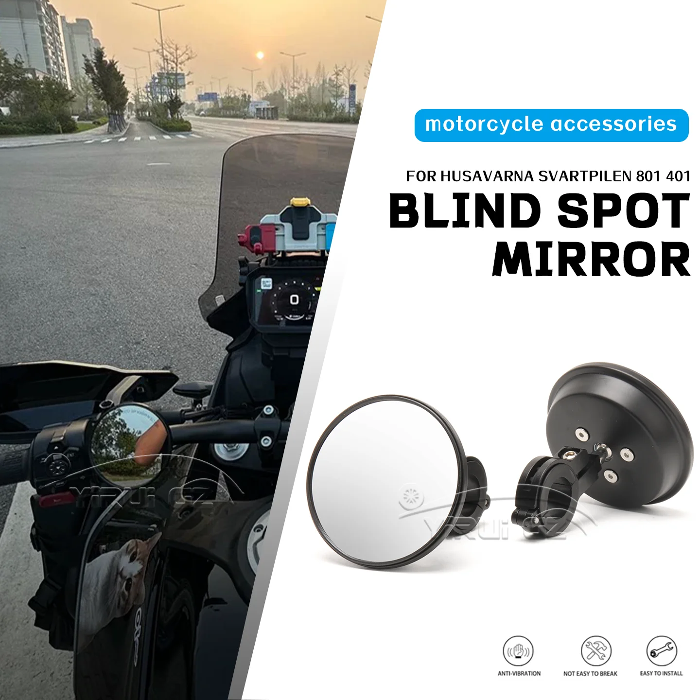 

Для Husavarna Svartpilen801 401 801 401 мотоциклетная слепая зона вспомогательный ретровизор Espelho Convexo Espelhos de grande angularpara