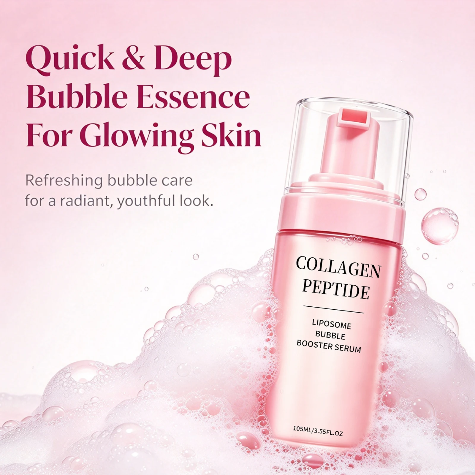 Collagen Peptide Bubble Serum Micro-Bubble Formula Deep Hydrating Pore Care Hyaluronic Acid Bubble Booster Makeup Primer Essence