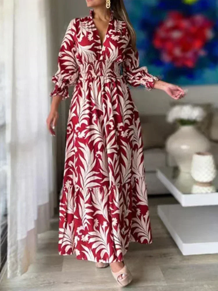 Boho Dress Muslim Women Abaya India Abayas Print Long Shirt Dresses Dubai Islam Evening Kaftan Robe Longue Vestidos Largos 2024