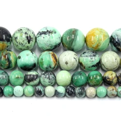 Natural Stone Variscite Turquoise 4 6 8 10MM Smooth Round Loose Strand Stone Beads For Jewelry Making DIY Bracelets Necklace